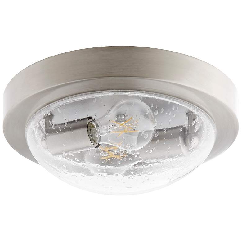 Image 1 Quorum International 11" Satin Nickel Ceiling Mount - Seeded Glass