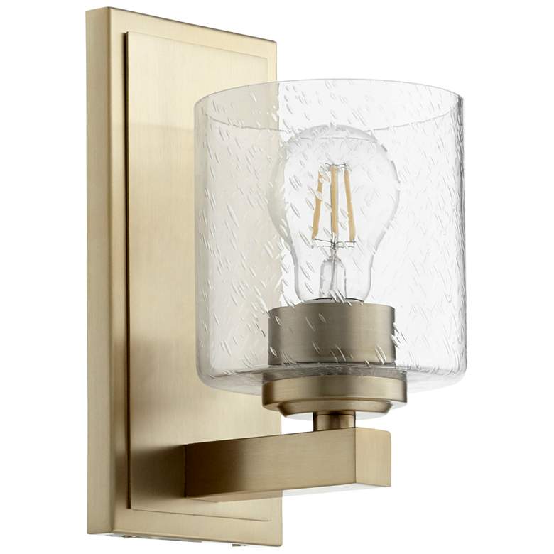 Image 1 Quorum International 1LT AGB w Seeded Glass Cylinder Wall Mount