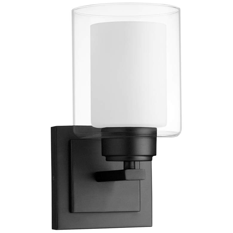 Image 1 Quorum International 1LT Black w Clear Opal Glass Wall Mount