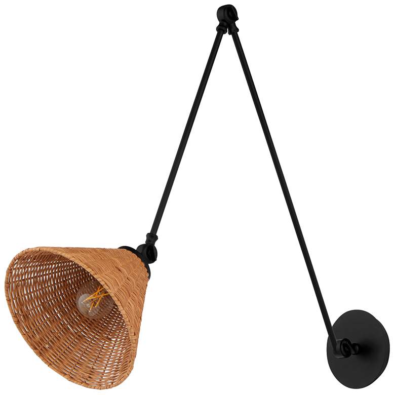 Image 1 Quorum International 1LT LG Wicker Matte Black Wall Mount