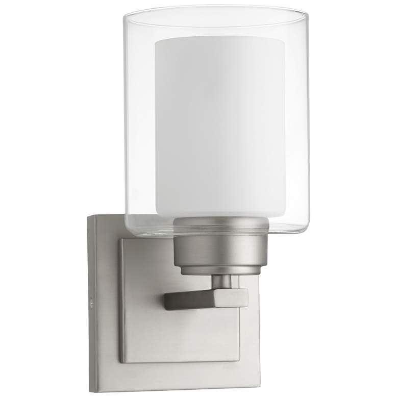 Image 1 Quorum International 1LT Satin Nickel w Clear Opal Glass Wall Mount