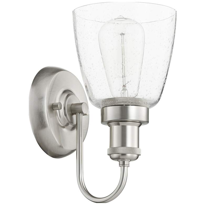 Image 1 Quorum International 1LT Satin Nickel w Seeded Glass Wall Mount