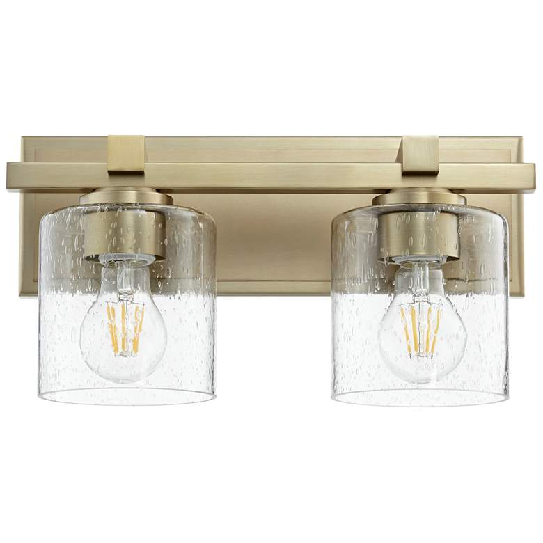 Image 1 Quorum International 2LT AGB w Seeded Glass Cylinder Wall Mount