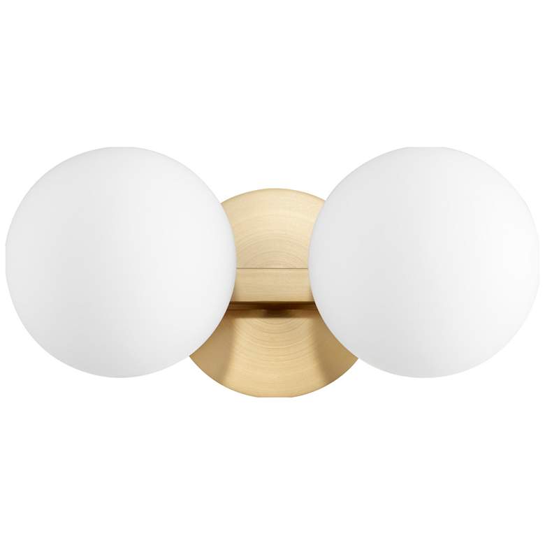 Image 1 Quorum International 2LT Aged Brass Globe Vanity Light