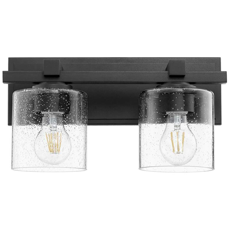 Image 1 Quorum International 2LT Black w Seeded Glass Cylinder Wall Mount