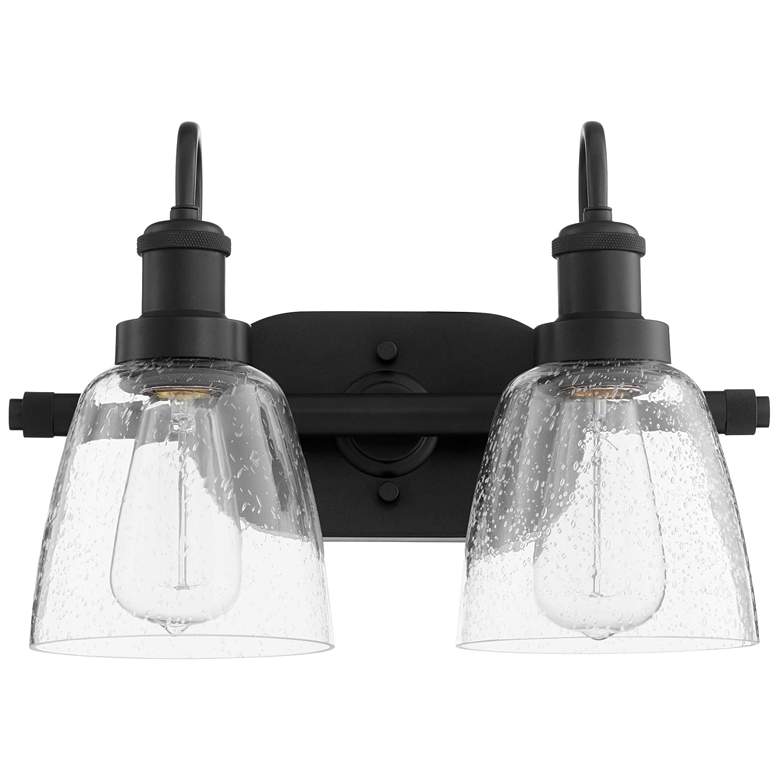 Image 1 Quorum International 2LT Matte Black Clear Seeded Glass Vanity Light