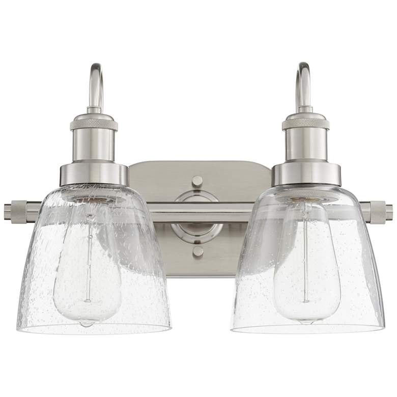 Image 1 Quorum International 2LT Satin Nickel Clear Seeded Glass Vanity Light