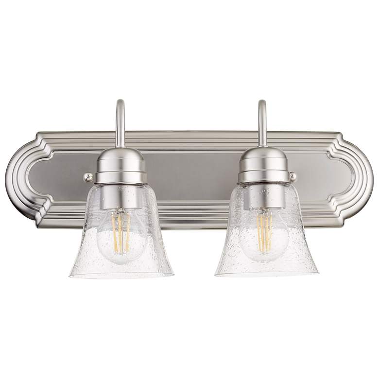 Image 1 Quorum International 2LT Satin Nickel w Clear Seeded Glass Vanity Light
