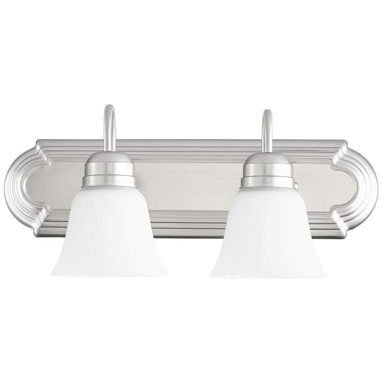 Image 1 Quorum International 2LT Satin Nickel w Satin Opal Glass Vanity Light