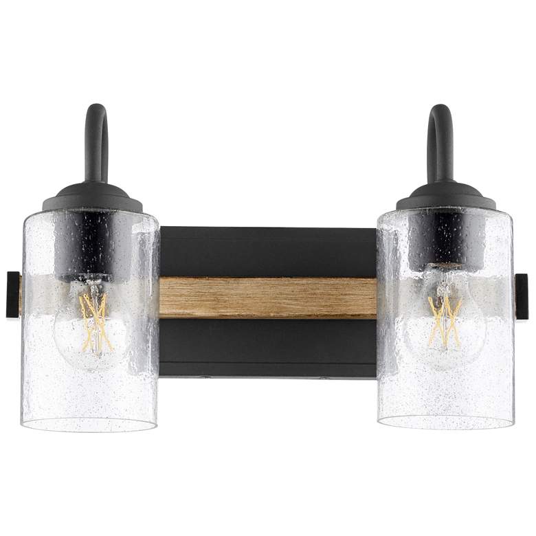 Image 1 Quorum International 2LT Textured Black Pepper Glass Vanity Light