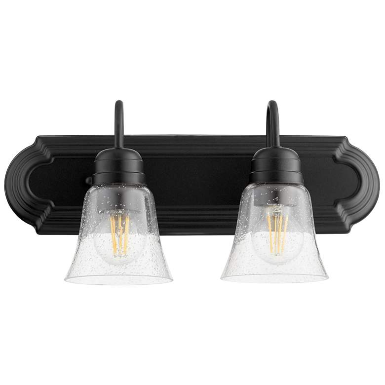 Image 1 Quorum International 2LT Textured Black w Clear Seeded Glass Vanity Light