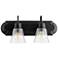 Quorum International 2LT Textured Black w Clear Seeded Glass Vanity Light