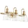 Quorum International 3LT Aged Brass Clear Seeded GlassVanity Light