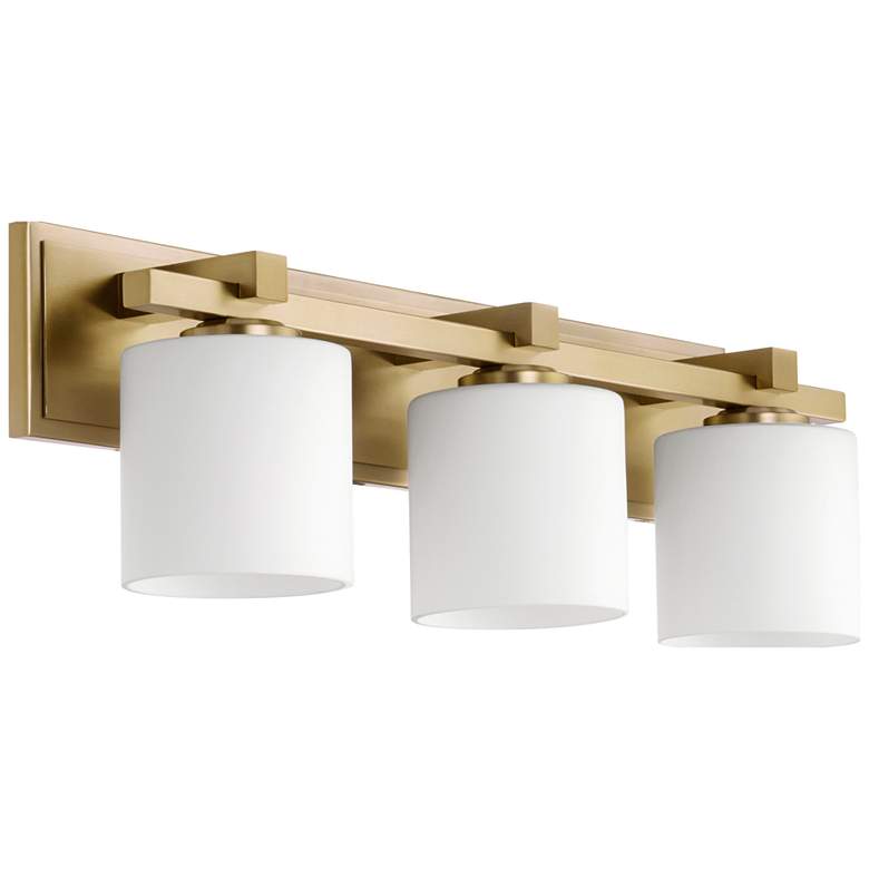 Image 1 Quorum International 3LT Aged Brass Cylinder Vanity Light