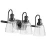 Quorum International 3LT Matte Black Clear Seeded Glass Vanity Light