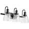 Quorum International 3LT Matte Black Clear Seeded Glass Vanity Light