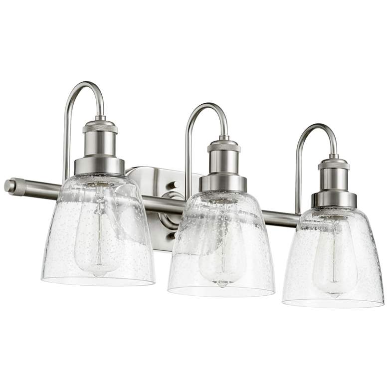 Image 1 Quorum International 3LT Satin Nickel Clear Seeded Glass Vanity Light