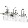 Quorum International 3LT Satin Nickel Clear Seeded Glass Vanity Light