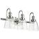 Quorum International 3LT Satin Nickel Clear Seeded Glass Vanity Light