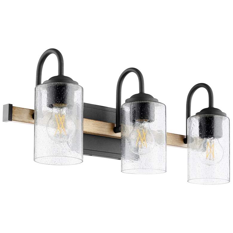Image 1 Quorum International 3LT Textured Black Pepper Glass Vanity Light