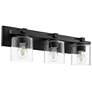 Quorum International 3LT Textured Black w Clear Seeded Glass Vanity Light