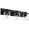 Quorum International 3LT Textured Black w Clear Seeded Glass Vanity Light