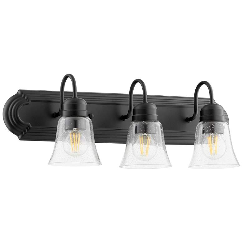 Image 1 Quorum International 3LT Textured Black w Clear Seeded Glass Vanity Light