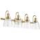 Quorum International 4LT Aged Brass Clear Seeded Glass Vanity Light