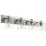 Quorum International 4LT Nickel w Clear Seeded Glass Cylinder Vanity Light
