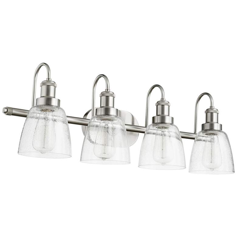 Image 1 Quorum International 4LT Satin Nickel Clear Seeded Glass Vanity Light