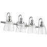 Quorum International 4LT Satin Nickel Clear Seeded Glass Vanity Light