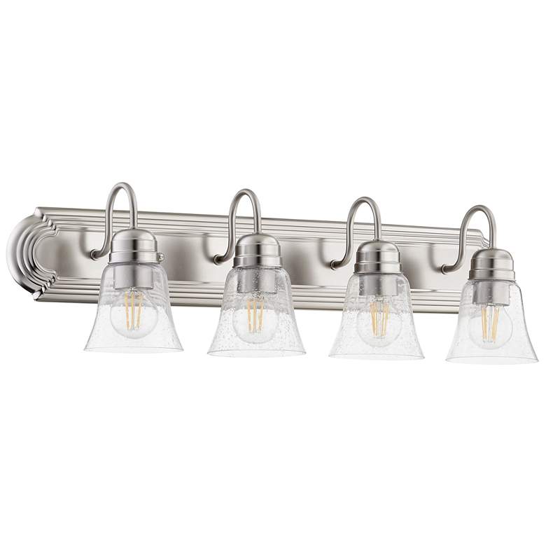 Image 1 Quorum International 4LT Satin Nickel w Clear Seeded Glass Vanity Light