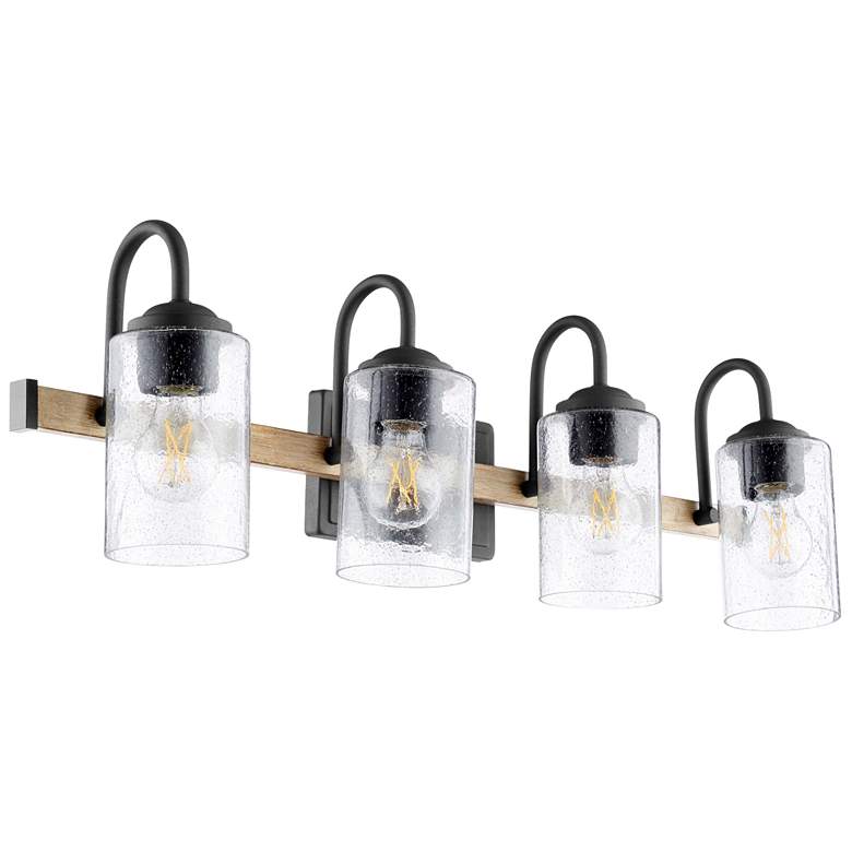 Image 1 Quorum International 4LT Textured Black Pepper Glass Vanity Light