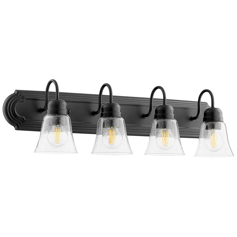 Image 1 Quorum International 4LT Textured Black w Clear Seeded Glass Vanity Light