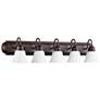 Quorum International 5LT Oiled Bronze w Satin Opal Glass Vanity Light