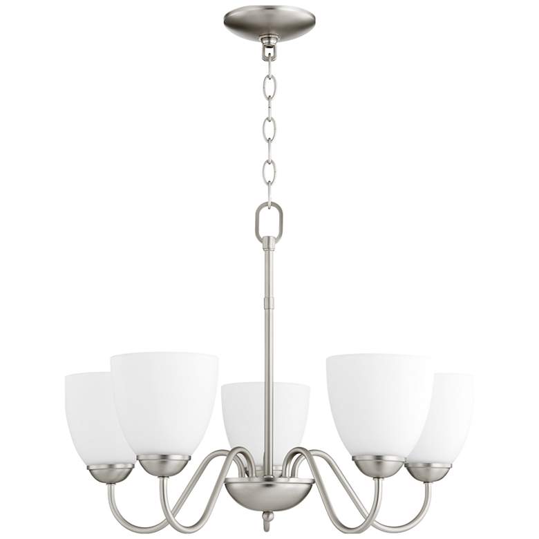 Image 1 Quorum International 5LT Satin Nickel Opal Chandelier