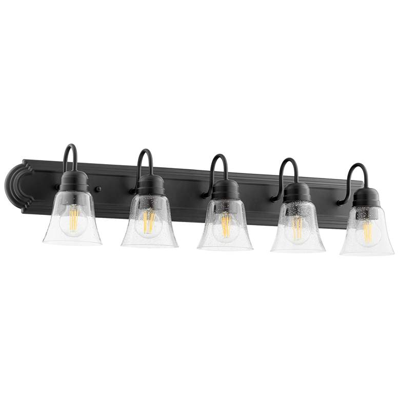 Image 1 Quorum International 5LT Textured Black w Clear Seeded Glass Vanity Light