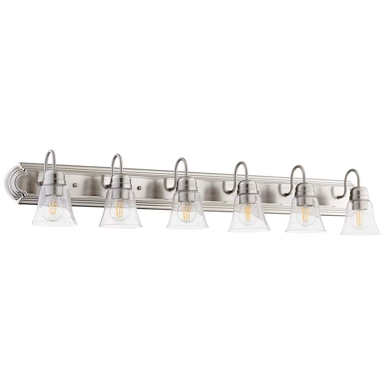 Image 1 Quorum International 6LT Satin Nickel w Clear Seeded Glass Vanity Light