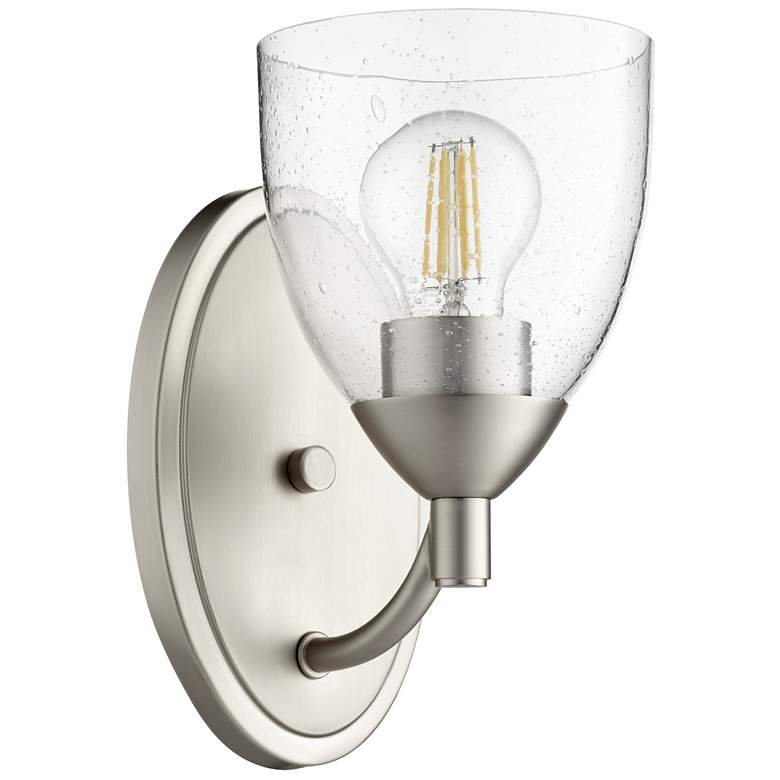 Image 1 Quorum International Barkley 1LT Satin Nickel w Seeded Glass Wall Mount