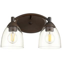 Quorum International Barkley 2LT Oiled Bronze w Clear Seeded Vanity Light
