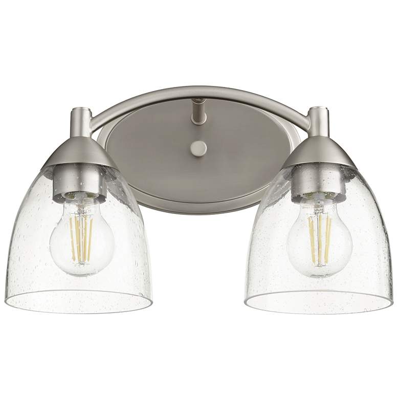 Image 1 Quorum International Barkley 2LT Satin Nickel w Clear Seeded Vanity Light