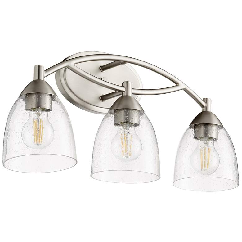 Image 1 Quorum International Barkley 3LT Satin Nickel w Clear Seeded Vanity Light