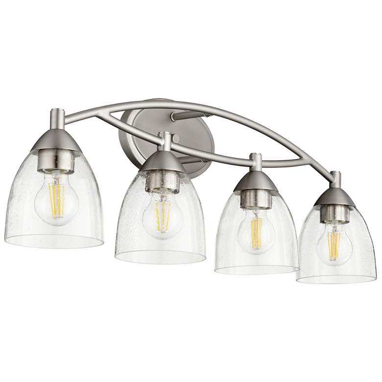 Image 1 Quorum International Barkley 4LT Satin Nickel w Clear Seeded Vanity Light