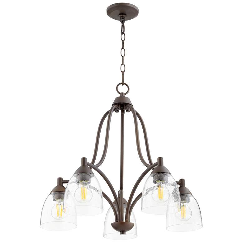 Image 1 Quorum International Barkley 5 Light Transitional Oiled Bronze Chandelier