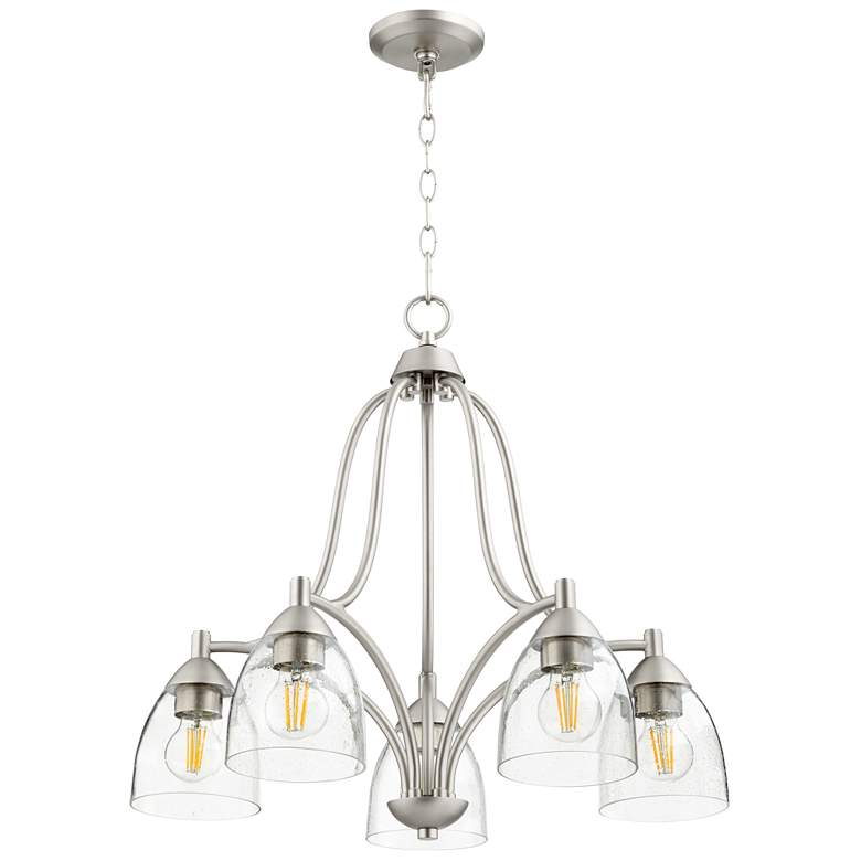Image 1 Quorum International Barkley 5 Light Transitional Satin Nickel Chandelier