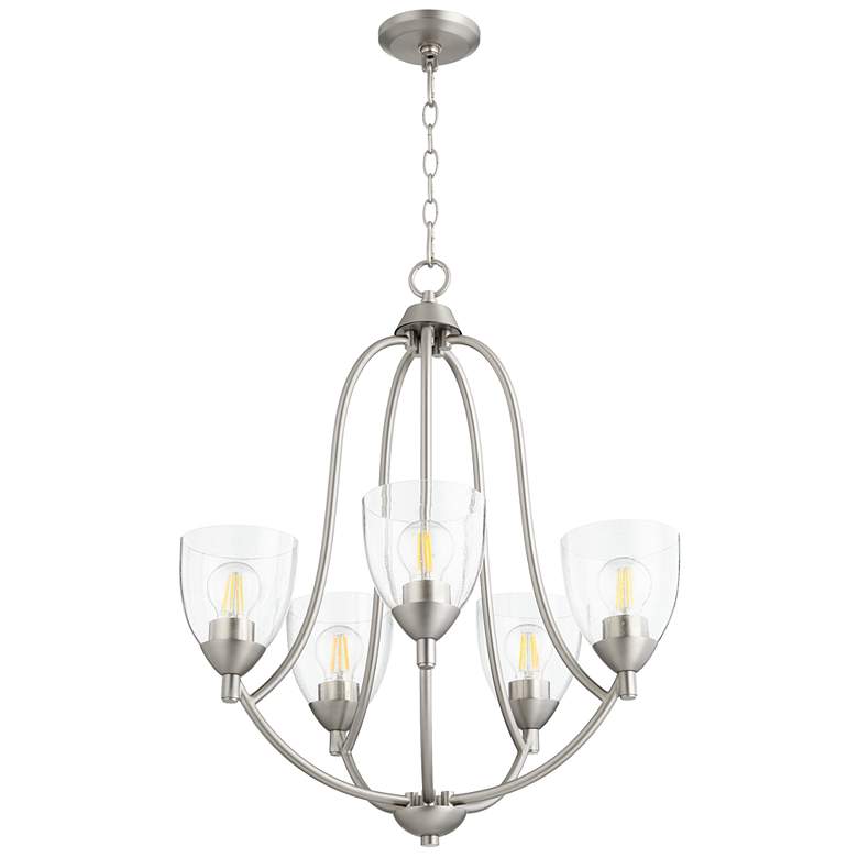 Image 1 Quorum International Barkley 5LT Satin Nickel Chandelier