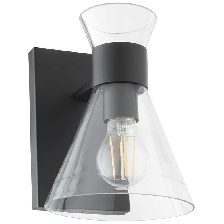 Image 1 Quorum International Beldar 1LT Matte Black w Clear Glass Wall Mount