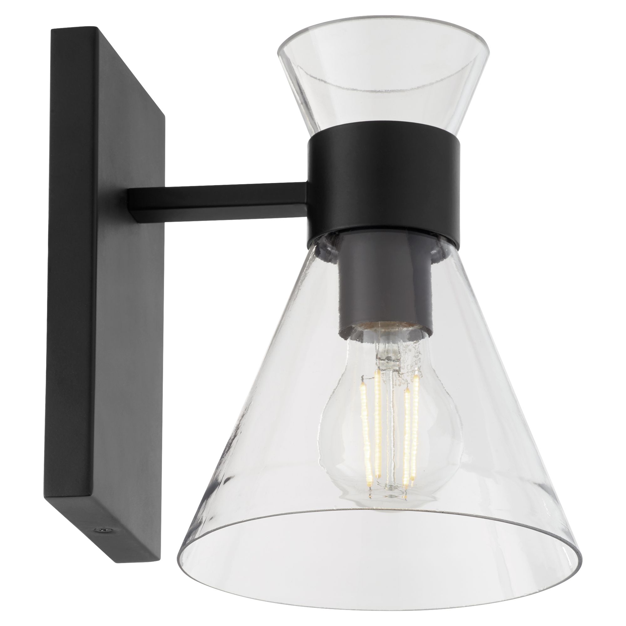 Image 2 Quorum International Beldar 1LT Matte Black w Clear Glass Wall Mount more views