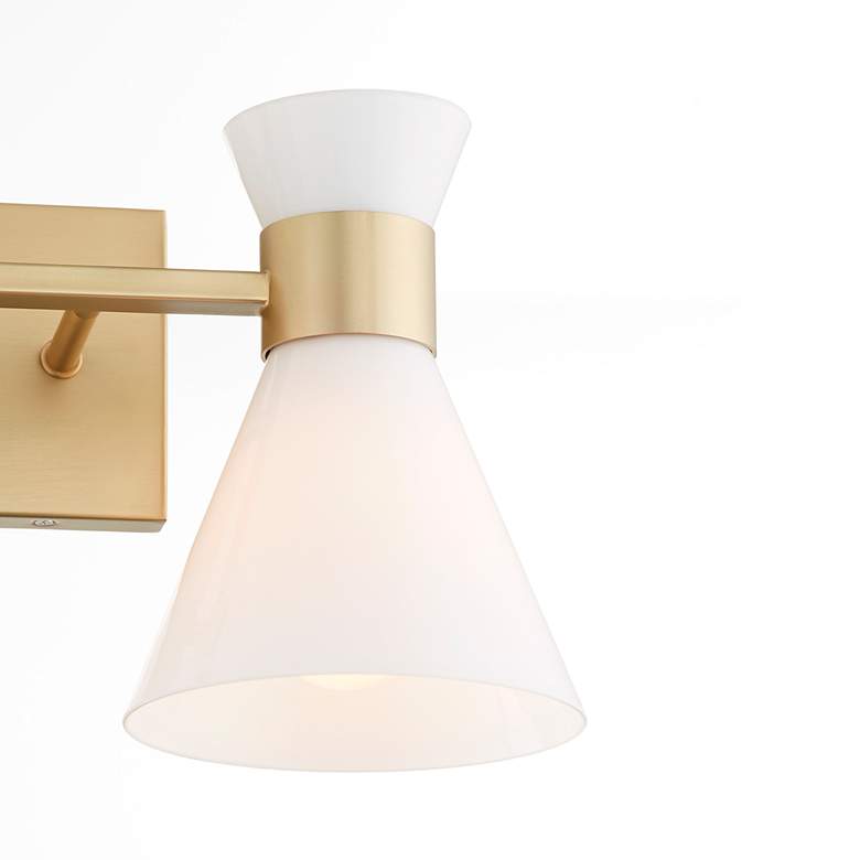Image 3 Quorum International Beldar 2LT Aged Brass w Glass Opal Vanity Light more views