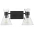 Quorum International Beldar 2LT Matte Black w Clear Glass Vanity Light